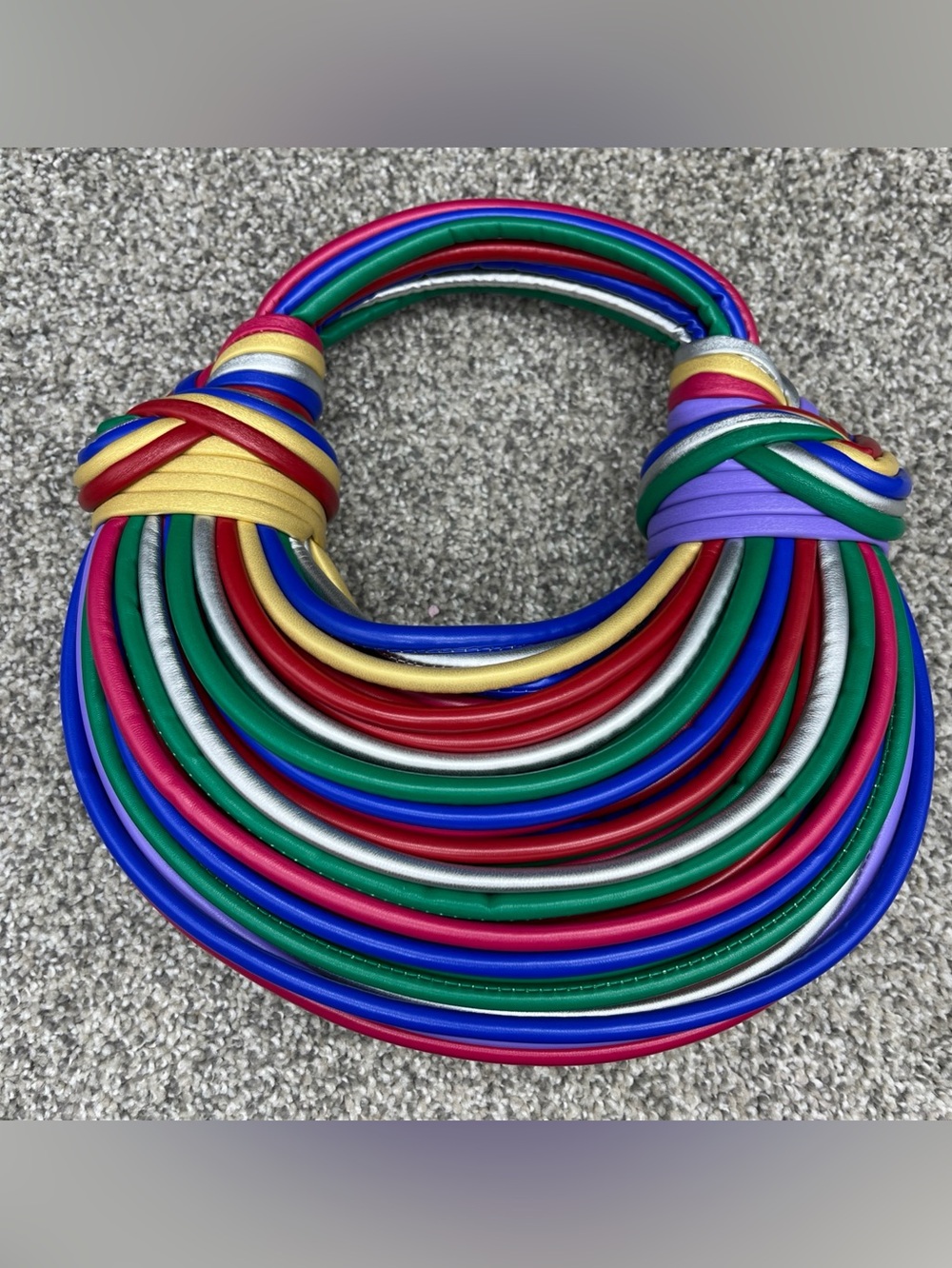 rope noodle hobo handbag colorful faux leather Rainbow Unbranded Purse Small